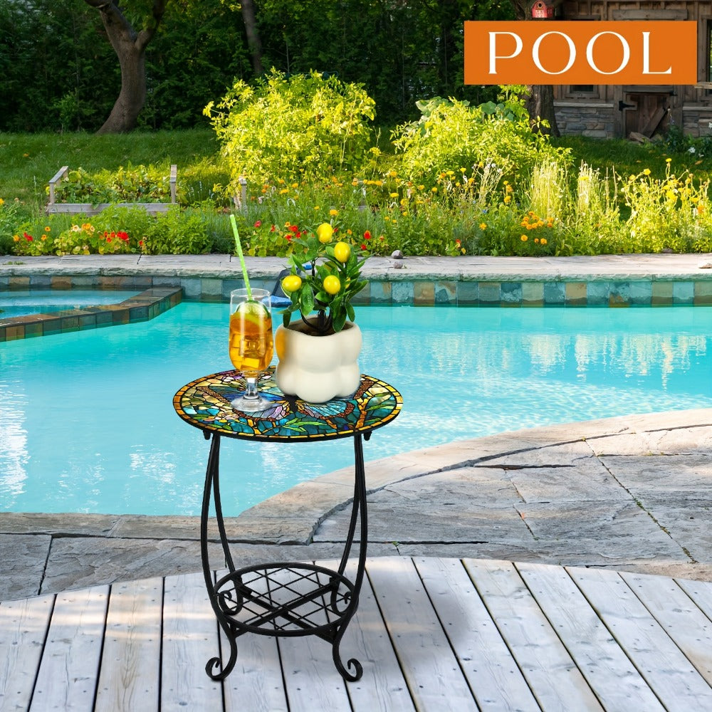 Round Outdoor Side Table, Adirondack Side Table for Outdoor Serving and Relaxation