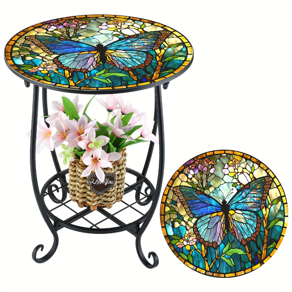 Round Outdoor Side Table, Adirondack Side Table for Outdoor Serving and Relaxation
