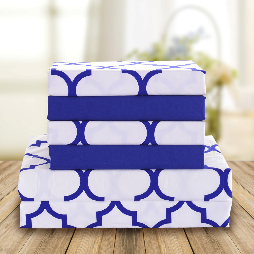 Elegant Comfort 6-Piece Moroccan Trellis Printed Pattern - Soft as a Hotel Premium Quality