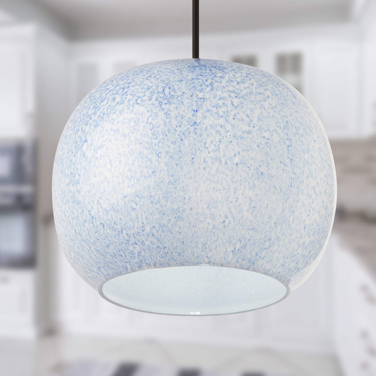 River of Goods Handblown Blue &amp; White Globe Shade Pendant