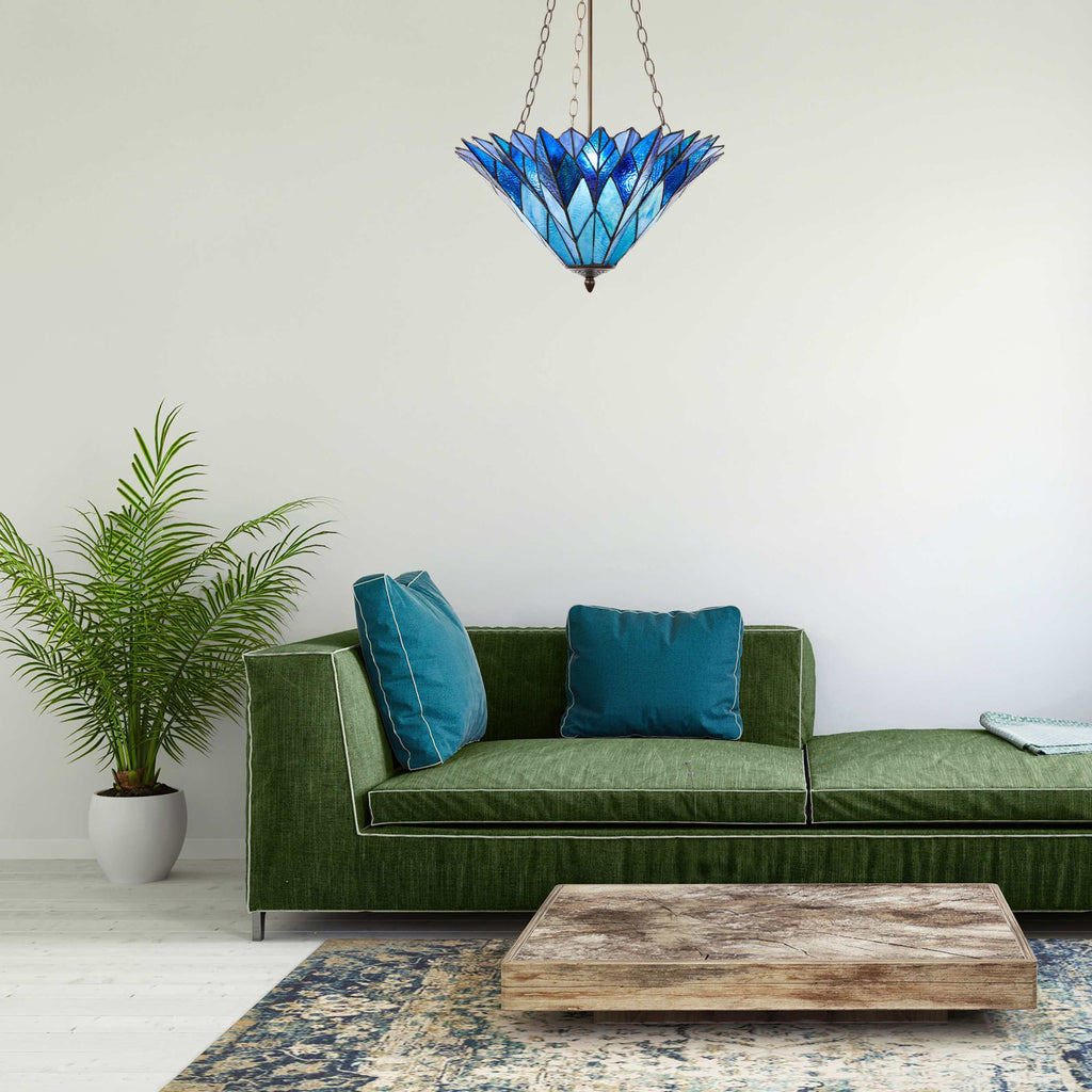 River of Goods Graceful Azura Unique Tiffany Style Shade Pendant Light
