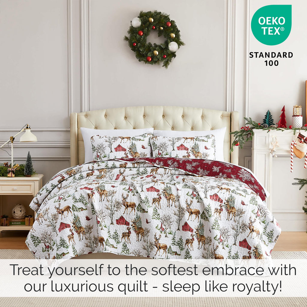 Southshore Fine Linens White Christmas Oversized Quilt Set
