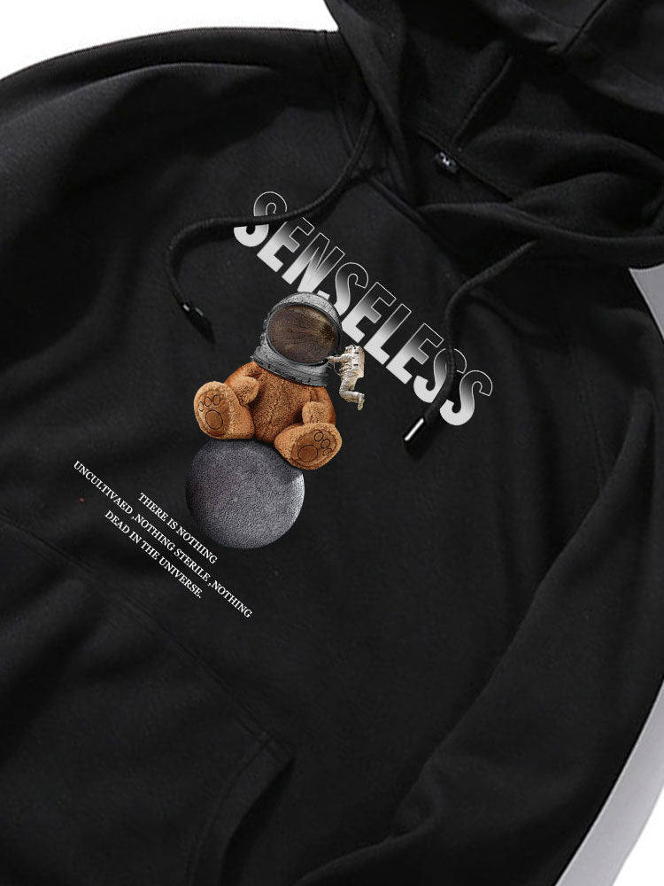 Space Bear Print-Kapuzenpullover