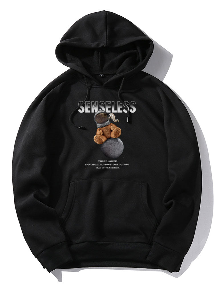 Space Bear Print-Kapuzenpullover