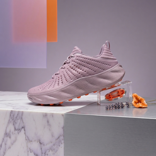 Women's Perforated Breathable Walking Trainers - Mauve Pink