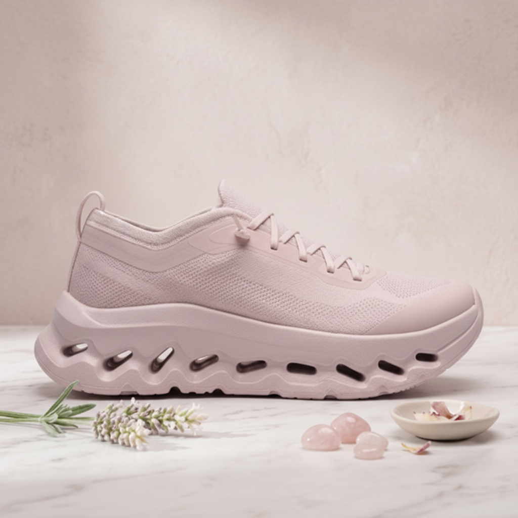 Women's Knit Trainers – Pink Lace-Up Cushioned Sneakers