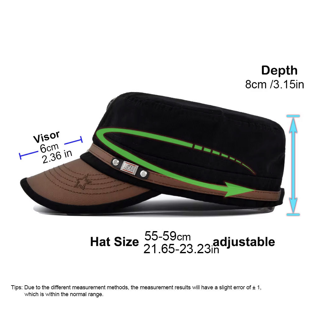 Buckled Cotton Flat Top Snapback Army Military Hat