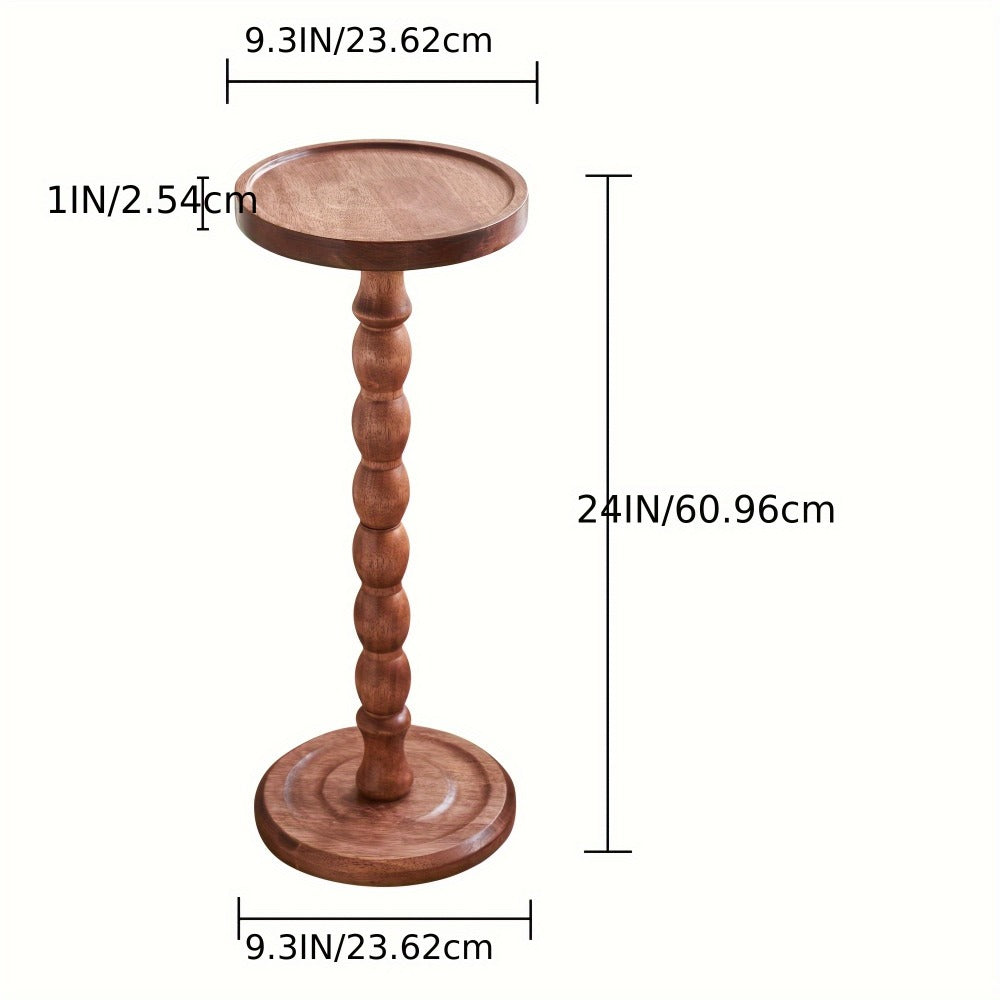 Side Table Small Round Accent Design with Solid Wood Legs in Black and Walnut Finish Options
