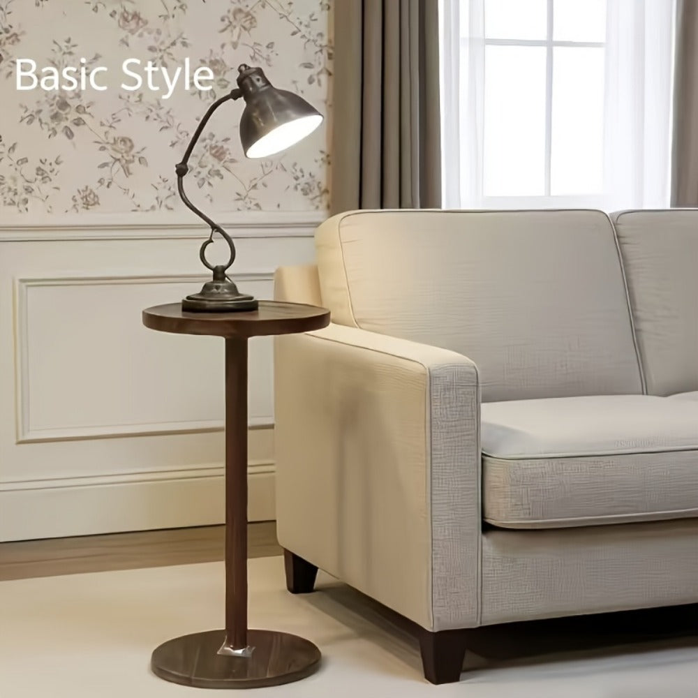 Side Table Small Round Accent Design with Solid Wood Legs in Black and Walnut Finish Options