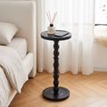 Side Table Small Round Accent Design with Solid Wood Legs in Black and Walnut Finish Options