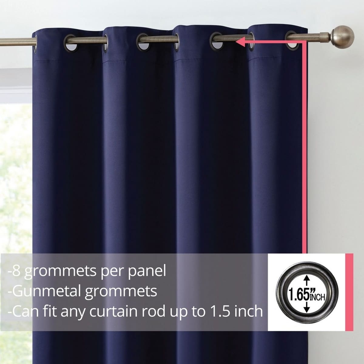 Thd Cambridge 100% Blackout Total Privacy Grommet Window Treatment Curtain Panels - Set of 2
