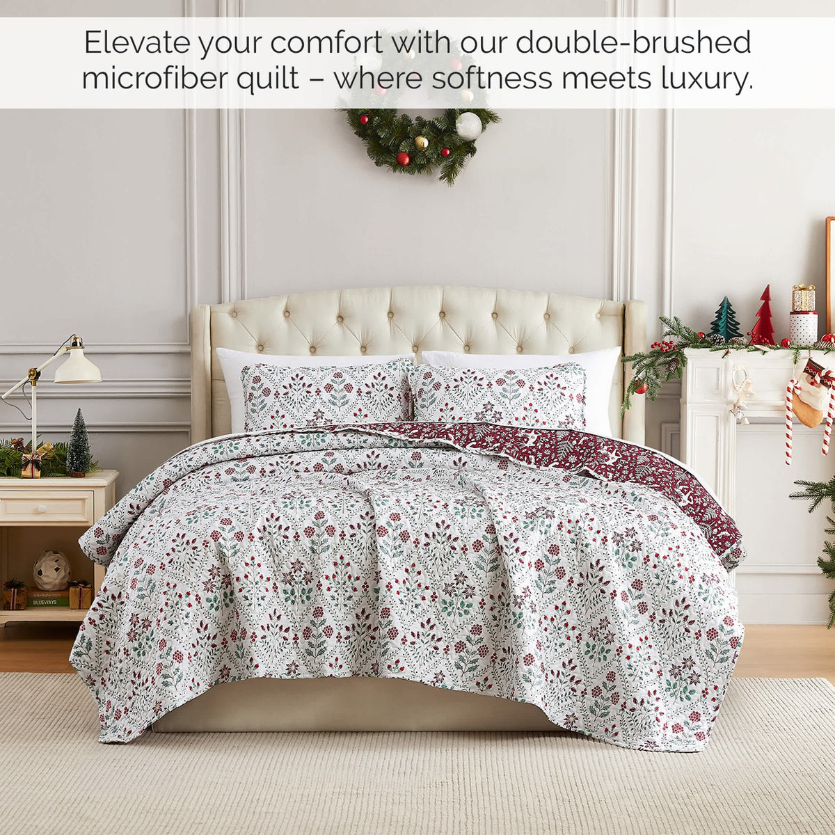 Southshore Fine Linens Holiday Harmony Oversized Quilt Set