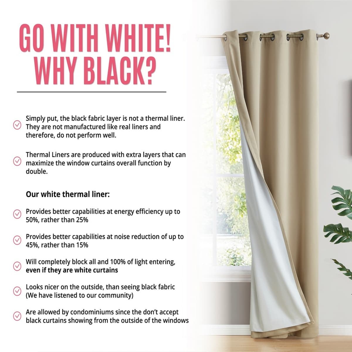 Thd Virginia 100% Blackout Grommet Total Privacy Curtain Panels - Set of 2