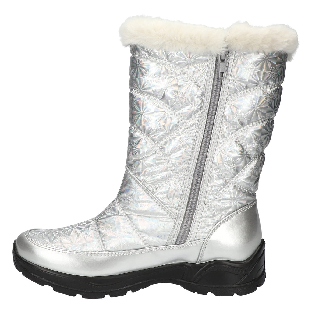 Easy Street Women's Cuddle Easy Dry Silver Patent Boots