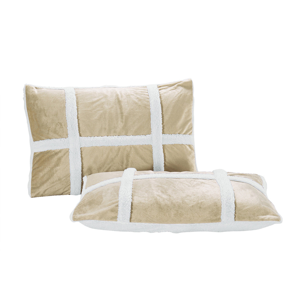 Elegant Comfort 3-Piece Stripe Micro-Suede Reversible Sherpa - Comforter Set