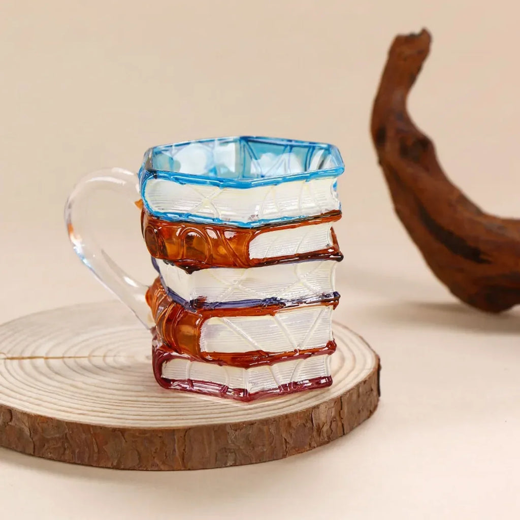 Stacked Books Shaped Glass Mug