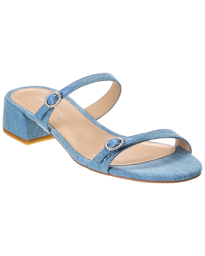 Stuart Weitzman Ginger Xtal Block 35 Denim Sandal