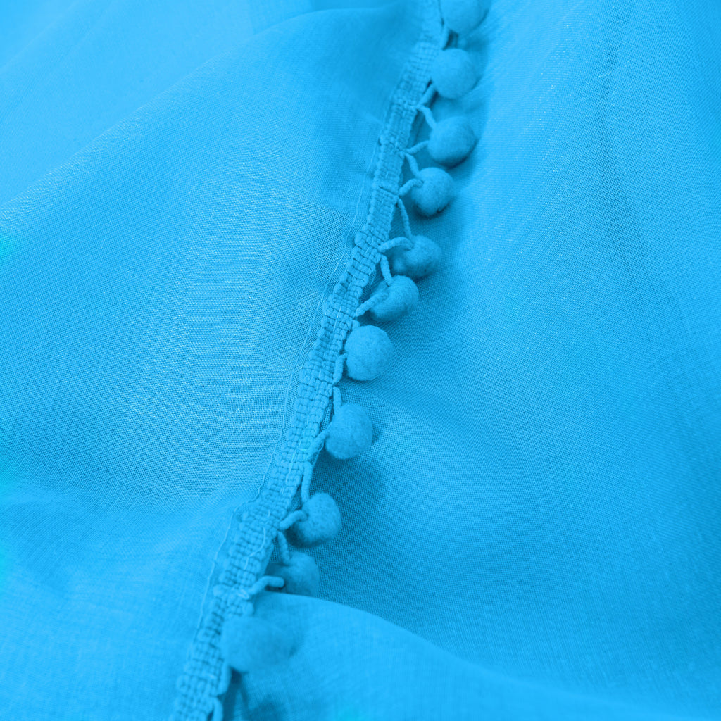Elegant Comfort Set of 2 Pom Pom Tasseled Sheer Curtain - Rod Pocket