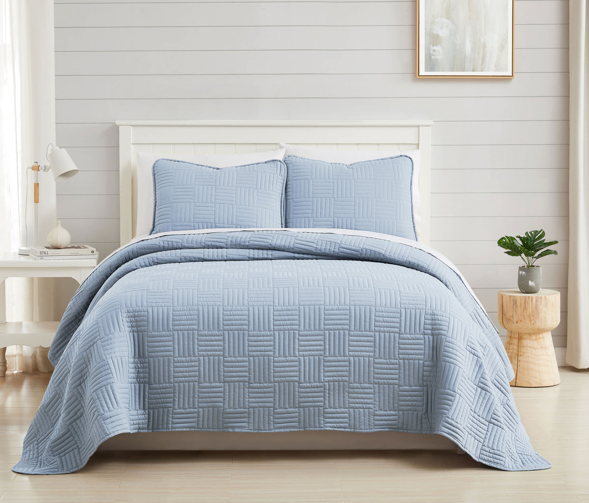 Southshore Fine Linens Grid Oversized Quilt Set