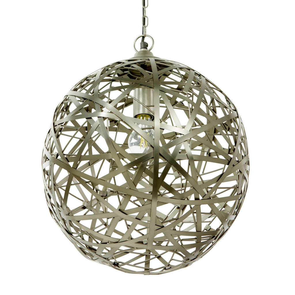 River of Goods Hanging Metal Orb Pendant, Antique Nickel