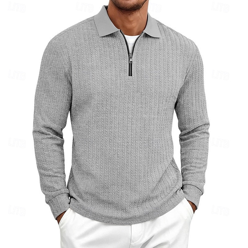 Bryson | Strukturiertes Polo-Shirt mit Reißverschluss