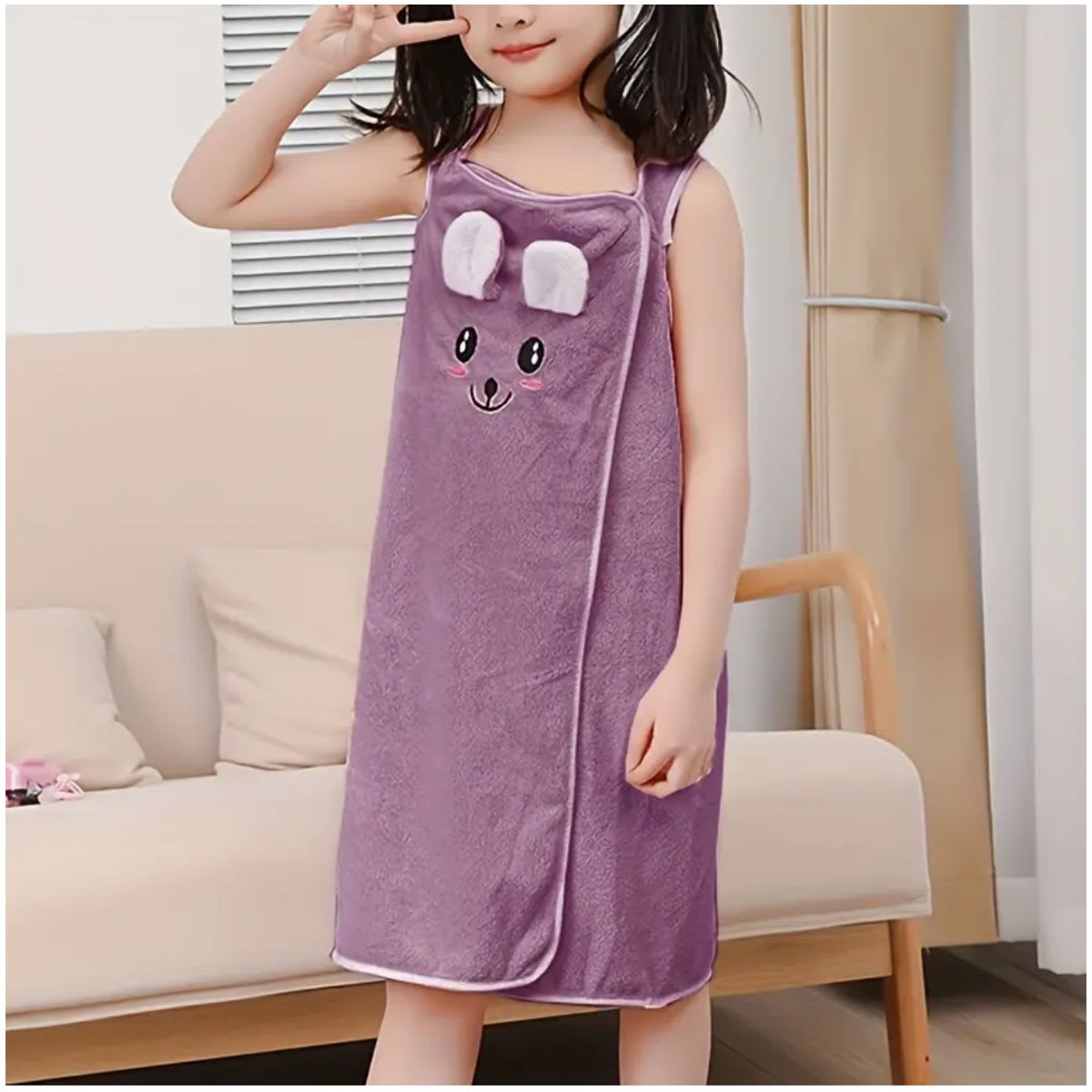 Kids Cute Cartoon Bunny Wearable Bath Towel