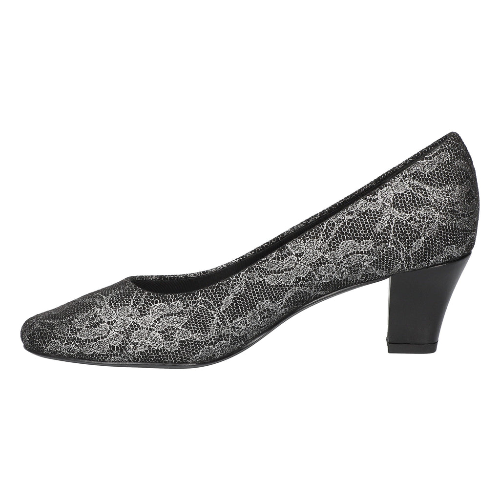 Easy Street Women's Ballari Silver Lace Pumps