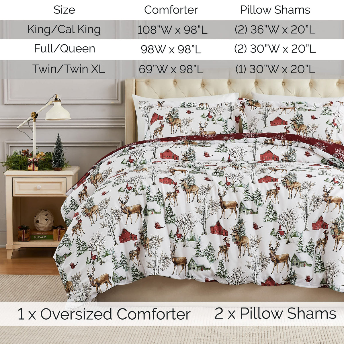 Southshore Fine Linens White Christmas Oversized Comforters Set