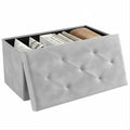 Ottoman Folding Faux Leather Storage Bench in 30- or 43-Inch Options with Lift-Off Lid and Four Colors