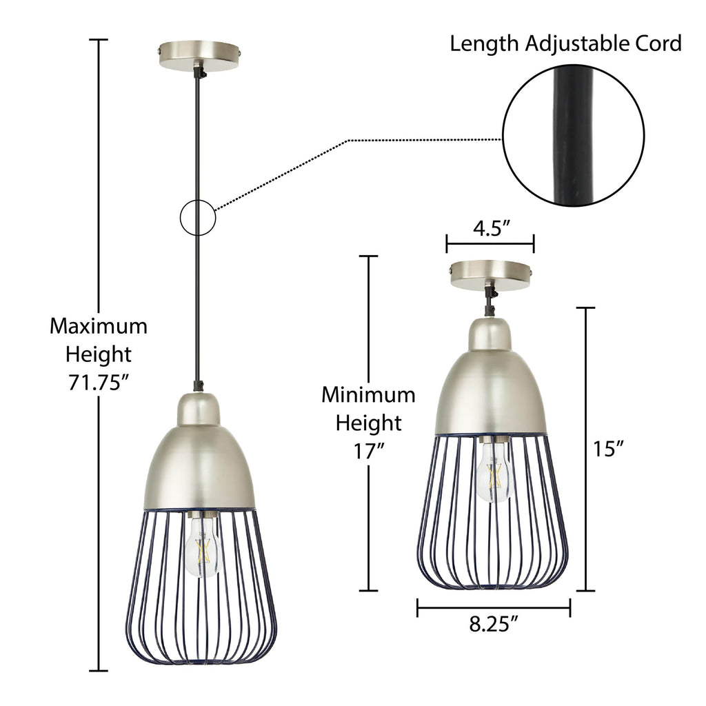 River of Goods Hanging Lamp - Dark Blue & Silver