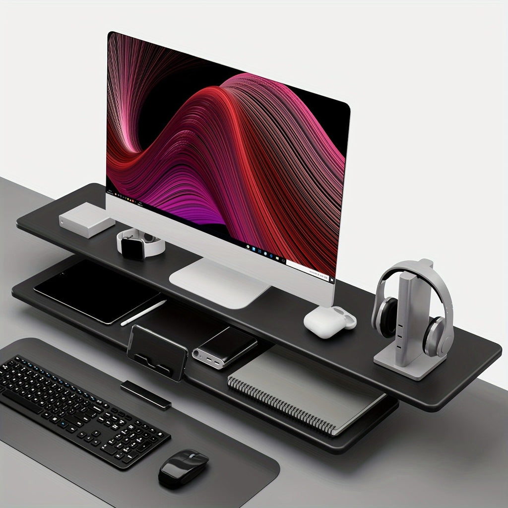 Dual Monitor Stand Riser with Storage E-Sports Style, Adjustable Height Desk Organizer with Cable Management