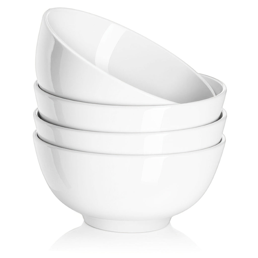 Ceramic Bowls Set 22oz White Porcelain - Dishwasher & Soup Bowls for Kitchen, Cereal, Ramen, Oatmeal