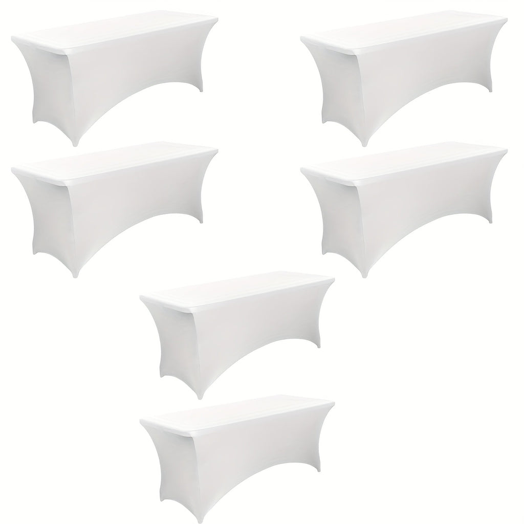 Tablecloth Fitted Stretch Cover Bulk Pack for 6-Foot Rectangle Tables in 6, 12 or 24 Pieces