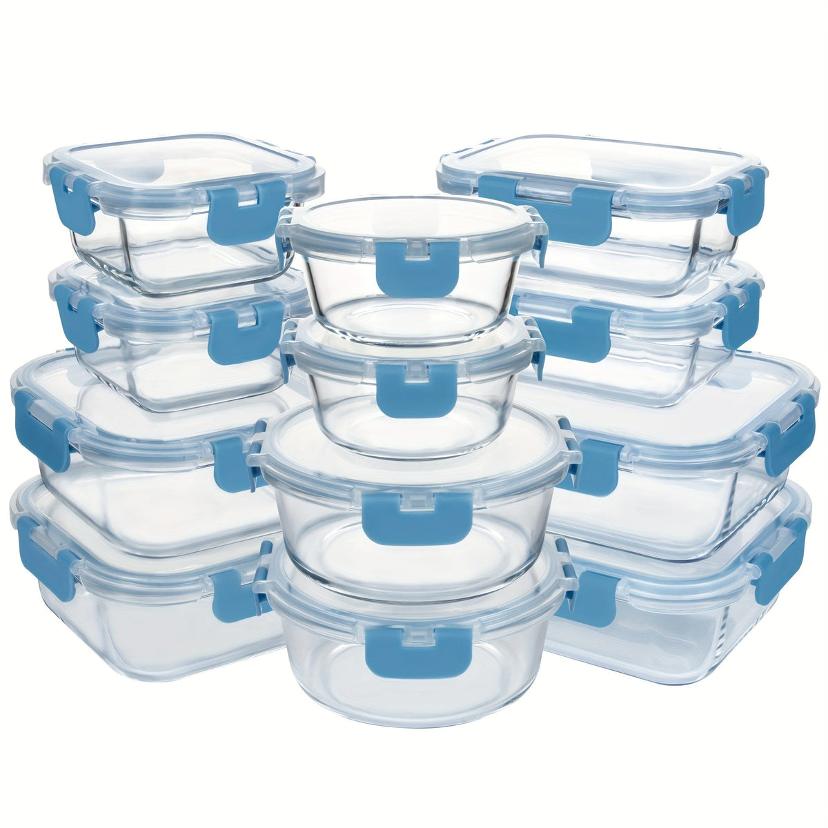 Glass Food Storage Containers for Meal Prep, Airtight Borosilicate Kitchen Boxes, Microwave and Freezer Safe