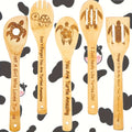 Kitchen Utensils Five-Piece Bamboo Spoon and Spatula Set with Engraved Turtle Designs for Cooking