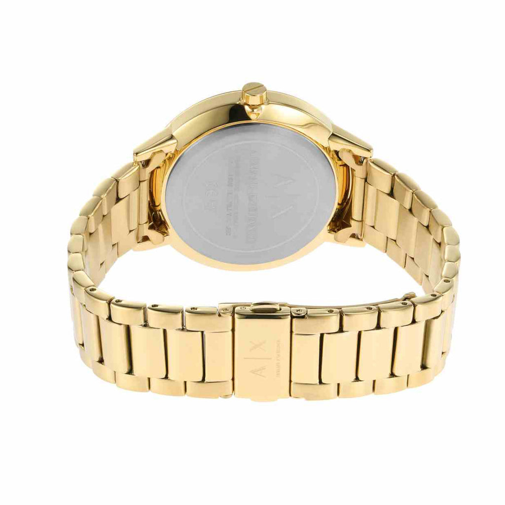Armani Exchange Cayde AX2707 Herren-Analoguhr – Goldfarbenes Zifferblatt mit passendem Edelstahlarmband in Gold