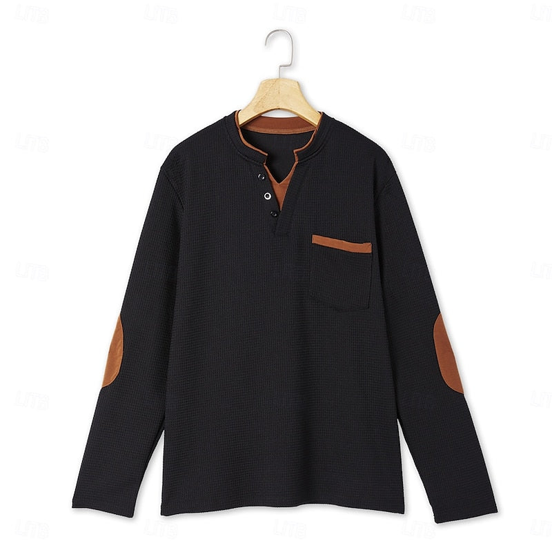 Harlan | Strukturiertes Langarm-Henley-Shirt
