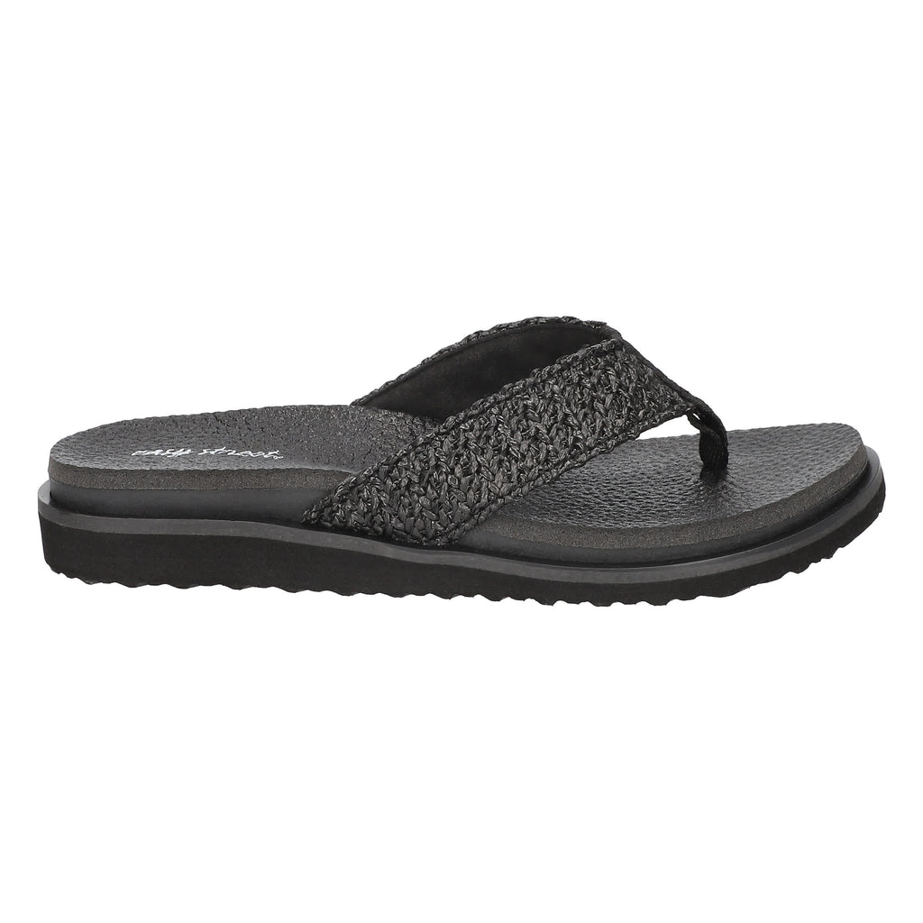 Easy Street Women's Whimsy Black Woven Thong Sandals