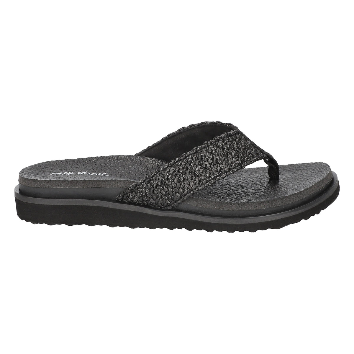 Easy Street Women's Whimsy Black Woven Thong Sandals