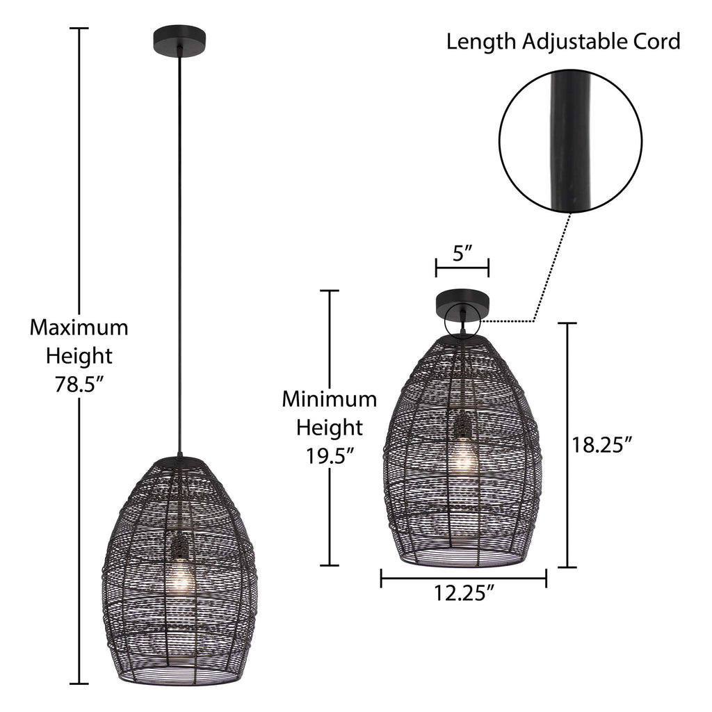 River of Goods Pendant, Hanging Black Wire
