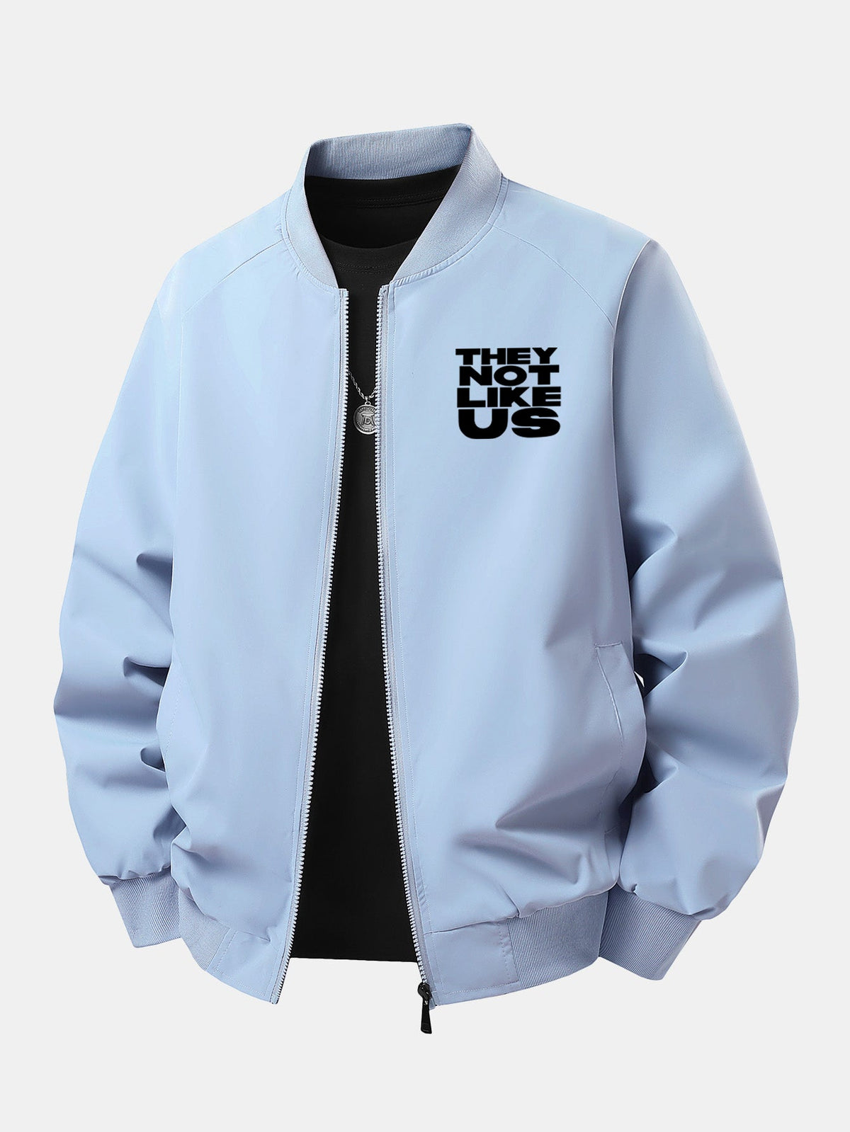 Relax Fit They Not Like Us Print Zip-Up Bomber Jacket