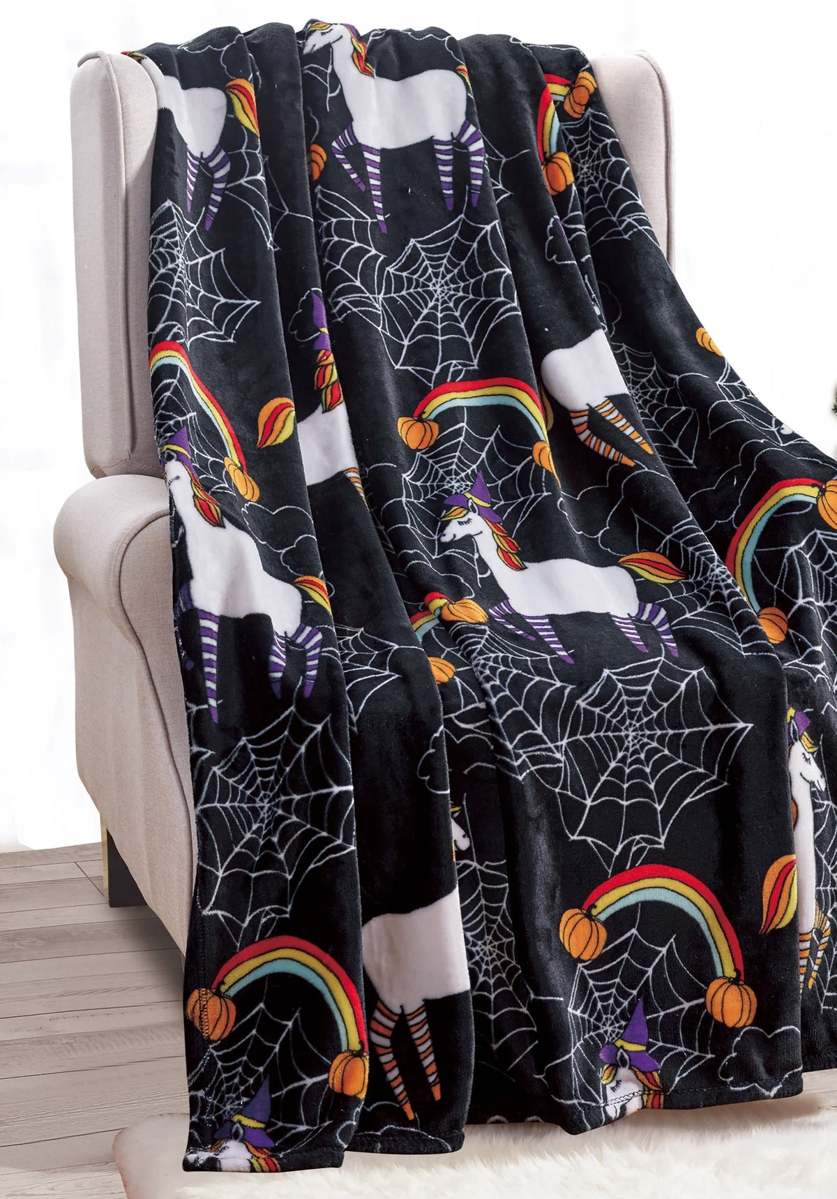 Noble House Black Unicorn Throw Blanket