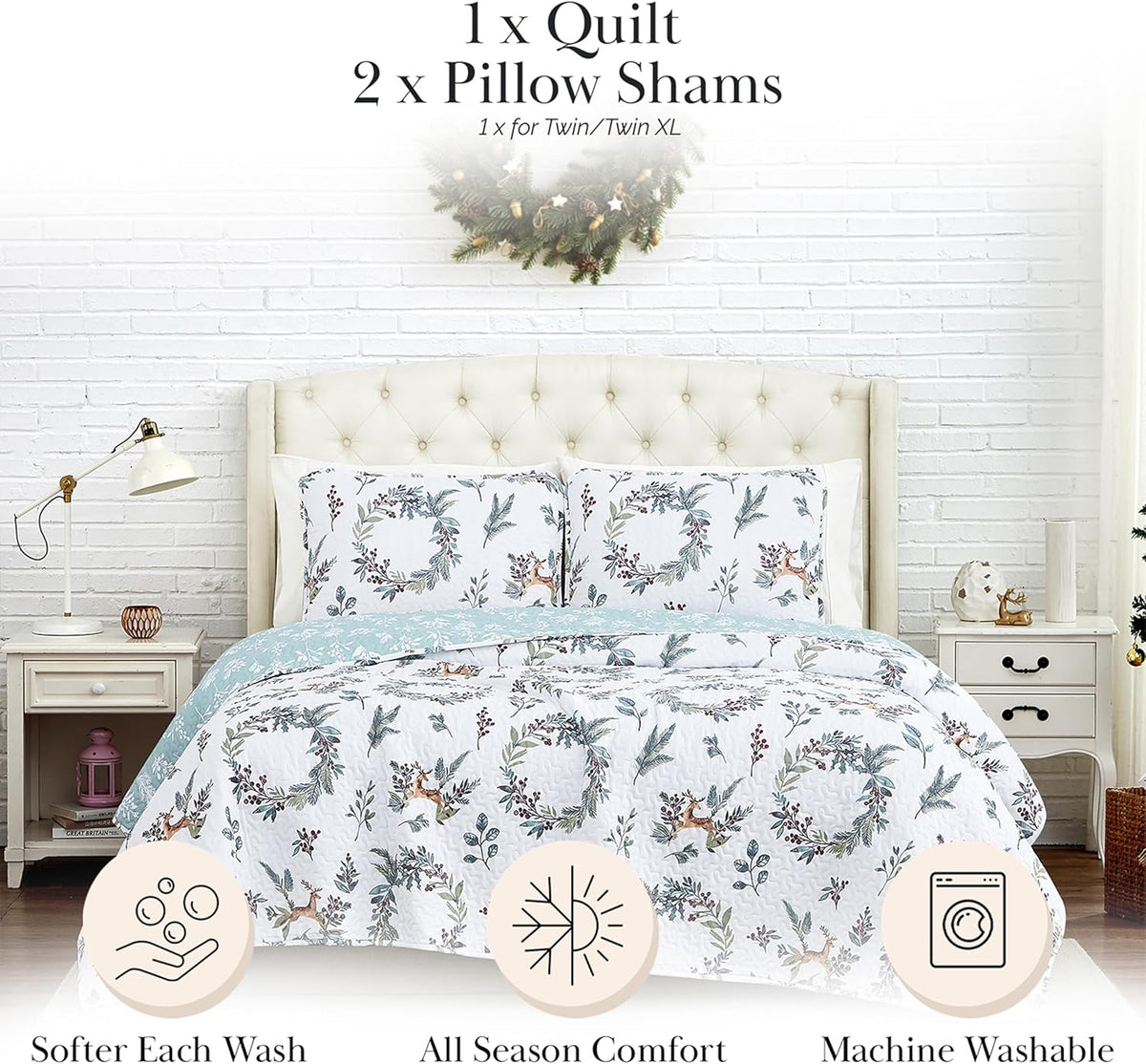 Southshore Fine Linens Happy Holidays Quilt Set