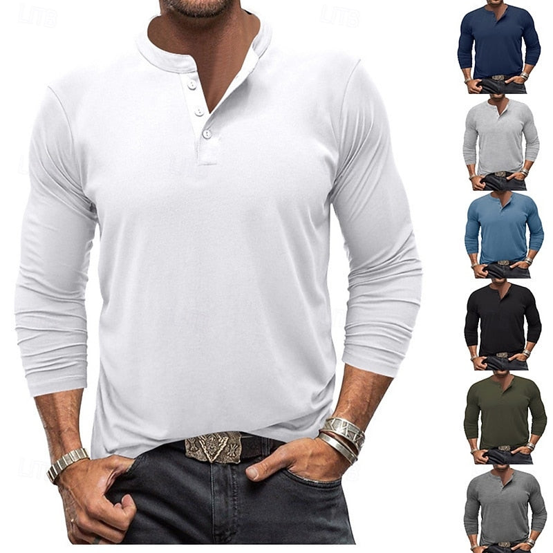 Grant | Klassisches Henley-Shirt mit Knopfleiste