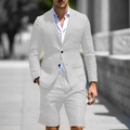 Men's Suit Flat Linen Notch Lapel Tuxedos 2 piece Suits