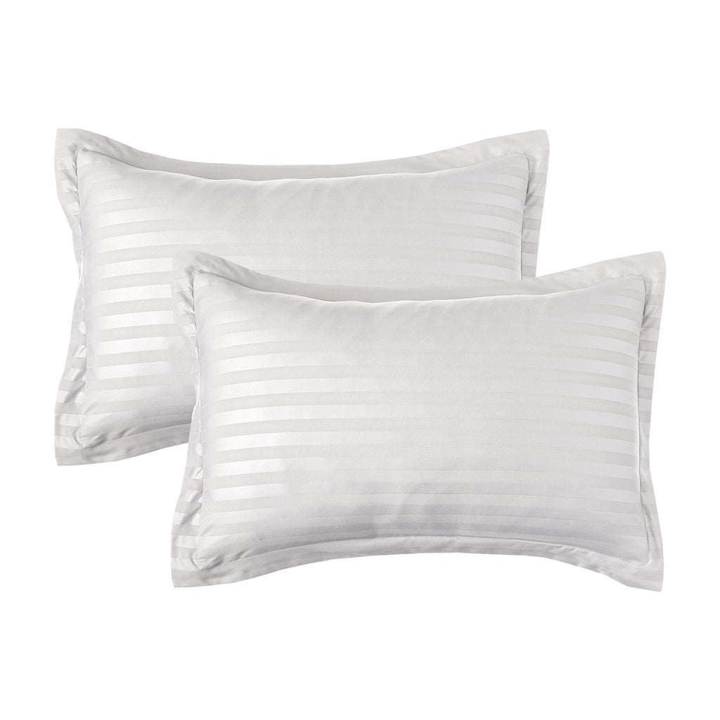 Elegant Comfort 8-Piece Dobby Stripe Comforter Set - Includes 4-Piece Sheet Set with Double Sided Storage Pockets