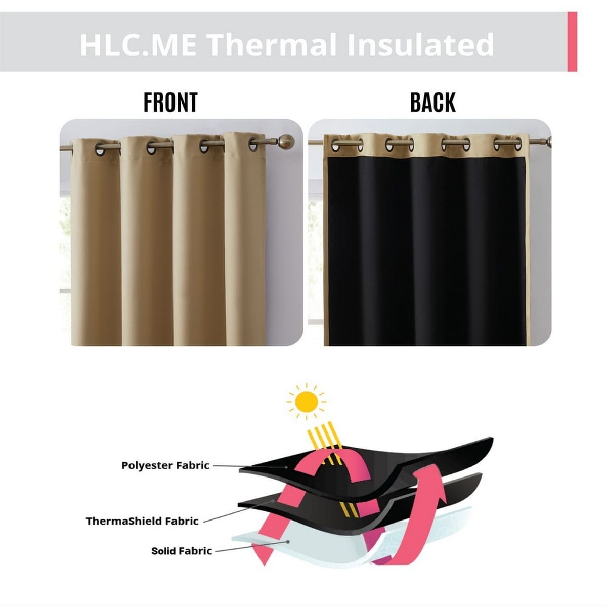 Thd Lawrence 100% Full Blackout Thermal Insulated Energy-Saving Grommet Curtain Panels (Set of 2)