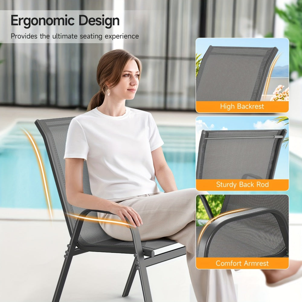 Wide Outdoor Chair with High Back and Multiple Color Options for Patio
