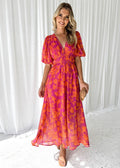Isabella | Casual Floral V Neck Maxi Dress