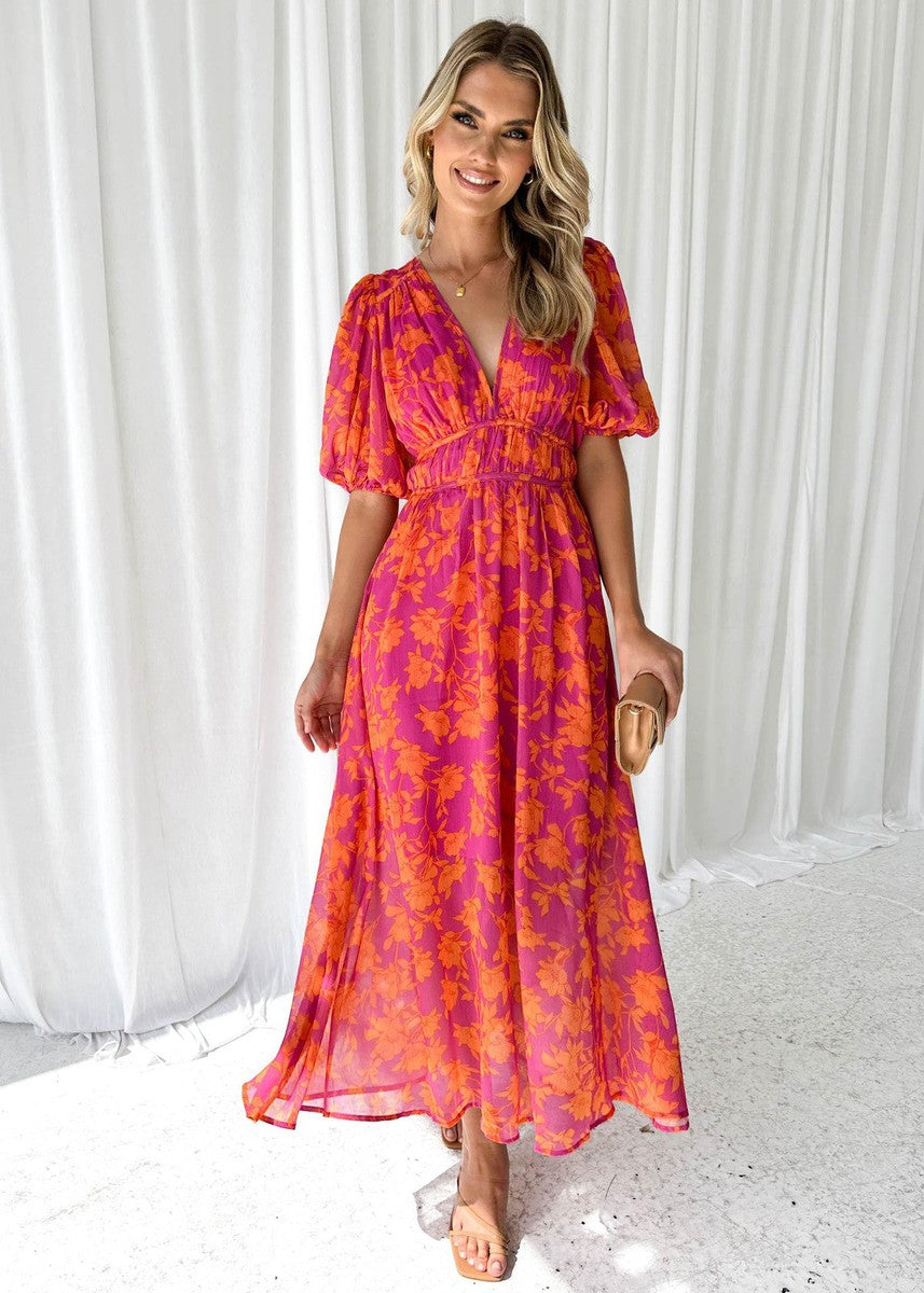 Women’s Floral Midi Wedding Guest Dress